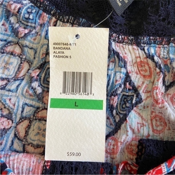 NWT Jessica Simpson Alaya 3/4 Sleeve Patchwork Lace Peasant Top in Bandana Large - Picture 11 of 13